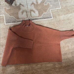 Women’s Ribbed Mock Neck Sweater in Rust